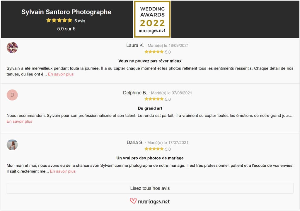 Témoignages Clients Mariage.net